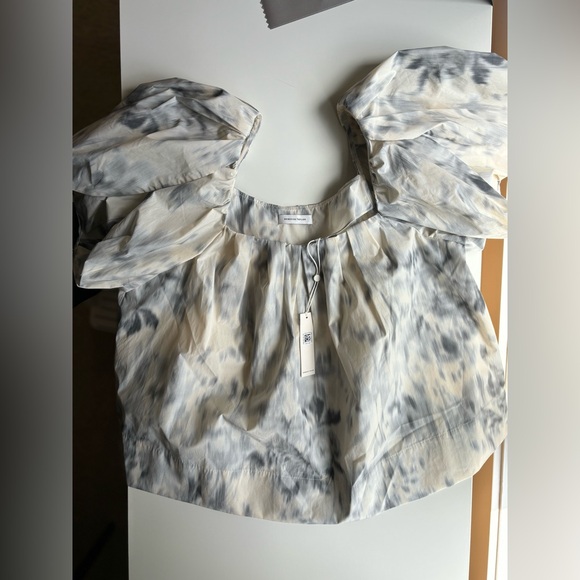 REBECCA TAYLOR Whisper Rose Tulip Puff Sleeve Top Size 10 - Picture 5 of 16